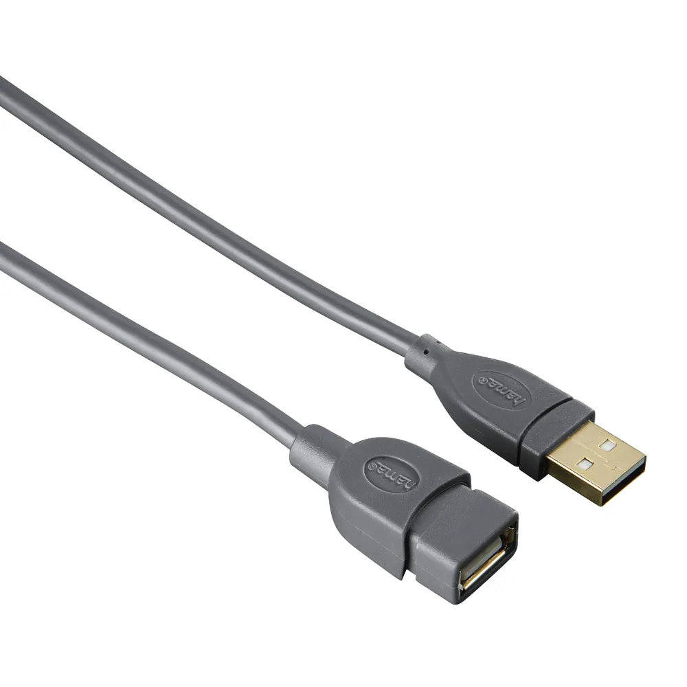 Hama 5m USB-Verlängerung Verlängerungs-Kabel Grau USB-Kabel, USB Typ A, USB Typ A (500 cm), USB 2.0, geschirmt, robuste Stecker, für PC, Tastatur, Drucker etc.