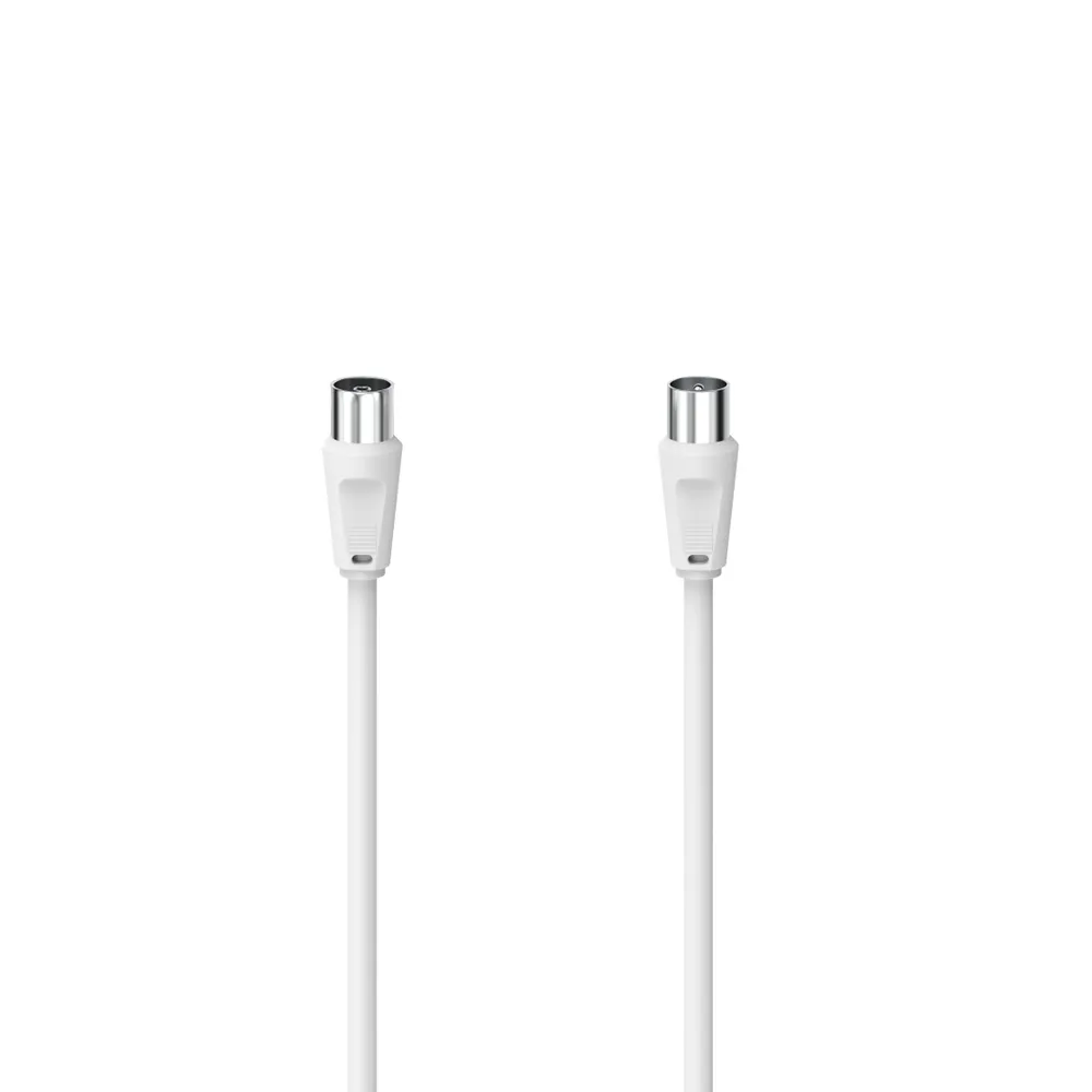 Hama Antennenkabel, Koaxialkabel, von 1,5 m bis 10 m, 75 dB, Weiß SAT-Kabel, (500 cm)