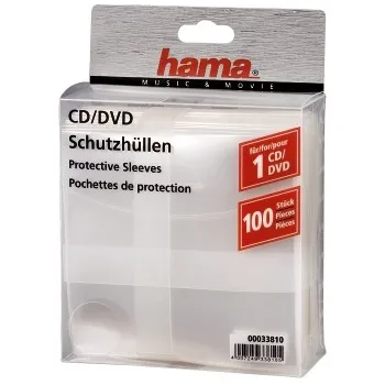 Hama CD-Hülle CD-/DVD-Schutzhüllen 100, Transparent, CD DVD Hülle