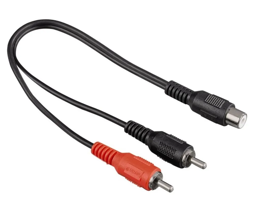 Hama Cinch Y-Kabel Subwoofer-Kabel Y Adapter Verteiler Audio-Kabel, Cinch-Stecker, Cinch-Buchse (20 cm), Splitter Chinch CAR Hifi Adapter-Kabel RCA-Stecker RCA-Buchse