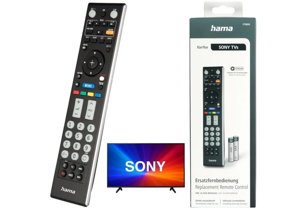 Hama Ersatz Fernbedienung Remote Control für Sony TV Universal-Smart-TV-Fernbedienung (1-in-1, Remote Control für Sony Bravia Smart TV LED OLED Netflix Streaming App)