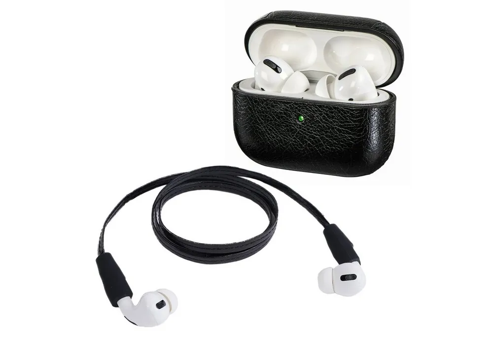 Hama Etui mit Sport-Band Case Cover Schutz-Hülle Wireless-Headset (Inkl. Nacken-Band, Leder-Optik, für Ladecase Apple AirPods Pro)