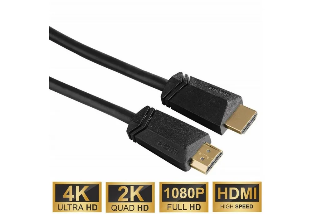 Hama High-Speed HDMI-Kabel 5m Ethernet vergoldet Video-Kabel, HDMI, (500 cm), 4K UHD Full HD TV ARC 3D 1080p HD TV LED LCD OLED vergoldete Stecker