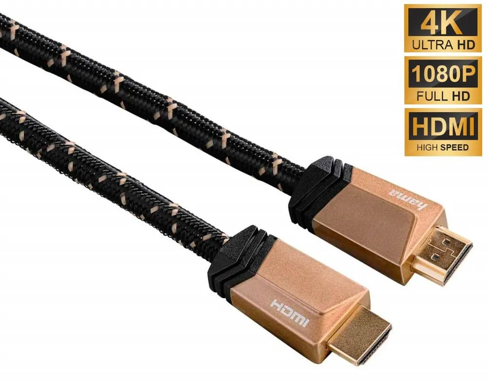 Hama HQ High-Speed HDMI-Kabel 4K 3m vergoldet Video-Kabel, HDMI, (300 cm), HDMI 2.0b 4K 2K HDR Full HD 3D HD TV LED LCD OLED Metall-Stecker