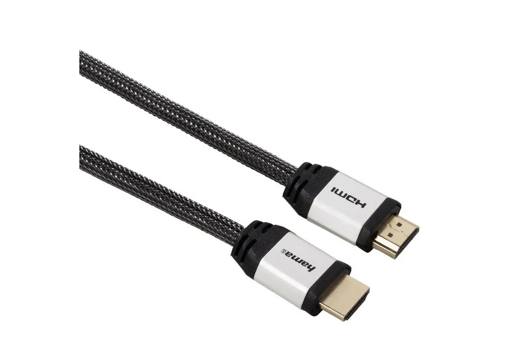 Hama HQ High-Speed HDMI-Kabel 4m 2.0b Gewebe Gold Video-Kabel, HDMI, (400 cm), 4K UHD HD TV HDR ARC 3D
