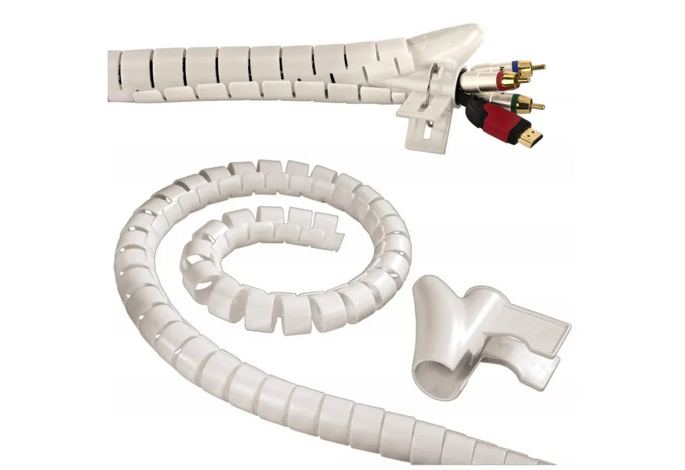 Hama Kabelspirale 1,5m 30mm Spiralschlauch Weiß Computer-Kabel, Kein, (150 cm), Kabel-Schlauch Kabel-Kanal Kabelbündel für TV Beamer PC Audio HiFi