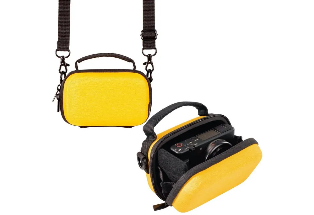 Hama Kameratasche Hardcase Ambato 80R Kamera-Tasche Gelb, Schutz-Hülle Cover Foto-Etui Camera-Bag Gürtelschlaufe Digital-Kamera