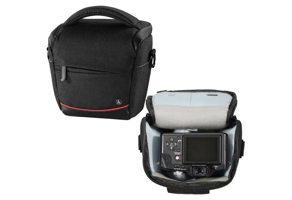 Hama Kameratasche Kamera-Tasche Colt Trinidad Universal Hülle Schwarz, Case Schultergurt Tragegriff Zubehör-Fächer Digitalkamera Systemkamera