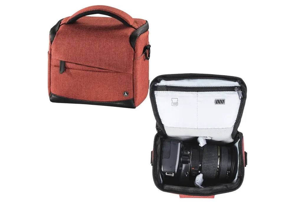 Hama Kameratasche Kamera-Tasche Trinidad 110 Foto-Tasche Universal Rot, Case Schultergurt Tragegriff Zubehör-Fächer Digitalkamera Systemkamera