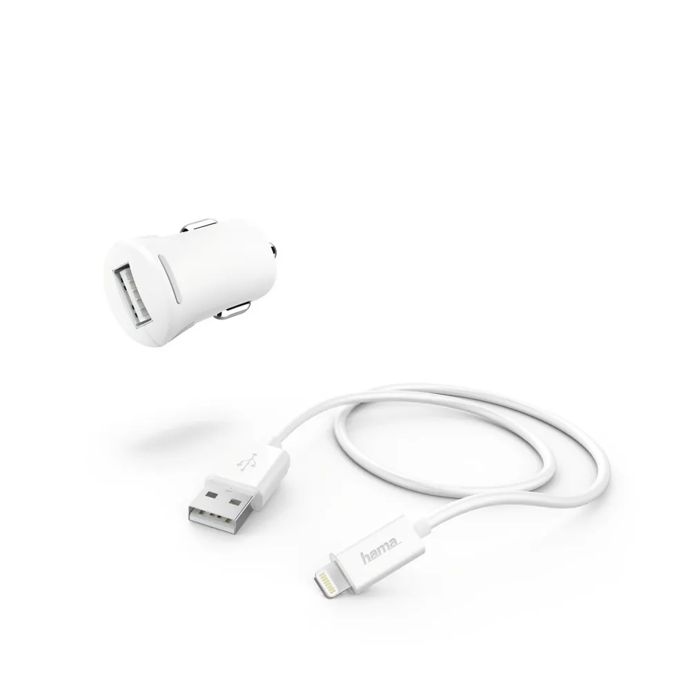 Hama KFZ Schnell-Ladekabel Lightning 2,4A 12W Smartphone-Ladegerät (MFI lizenziert USB Lade-Adapter Auto Ladegerät Schnellladung)