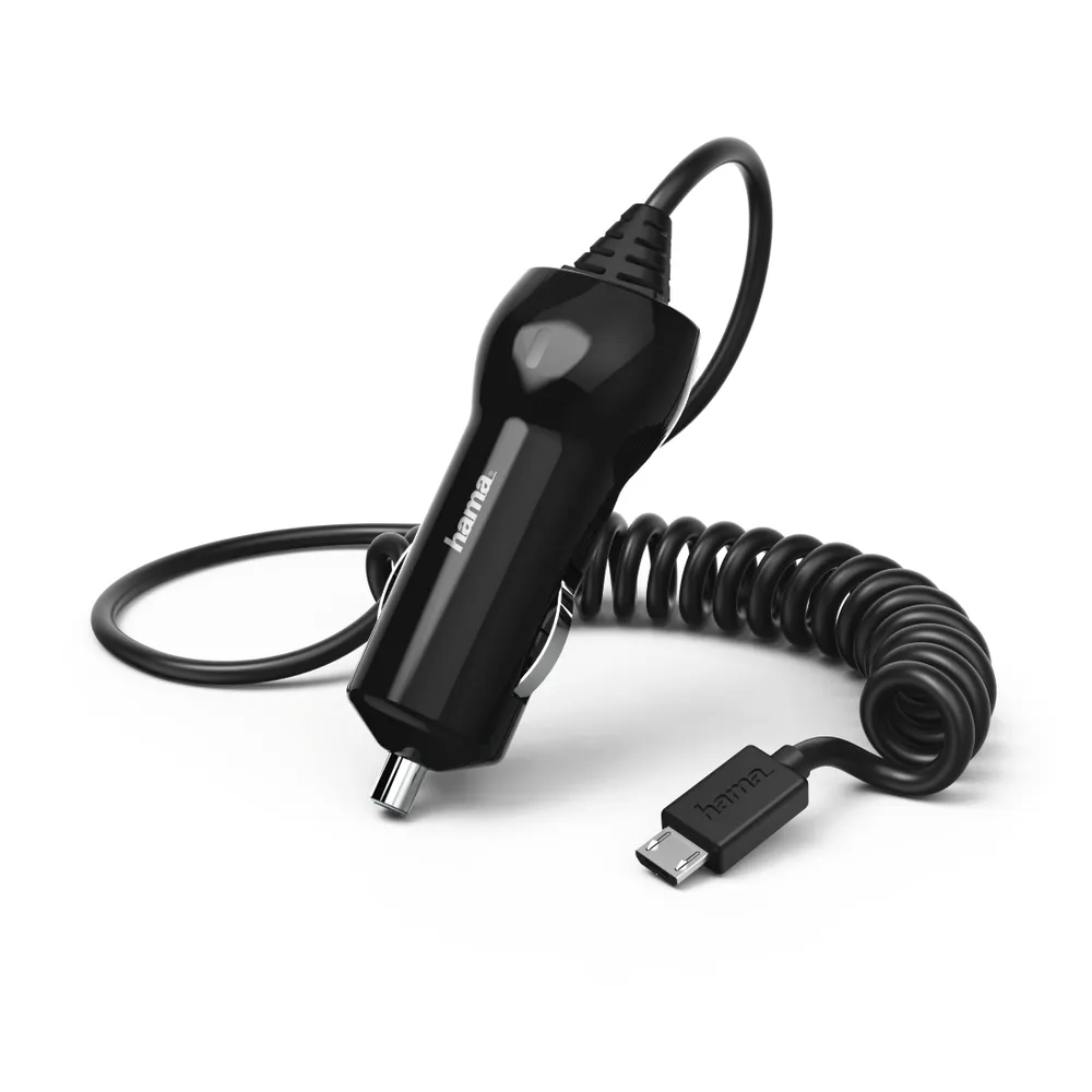 Hama KFZ Schnell-Ladekabel Micro-USB Spiral-Kabel Smartphone-Ladegerät (Lade-Adapter Auto Ladegerät Schnellladung Spiralkabel Ladekabel)