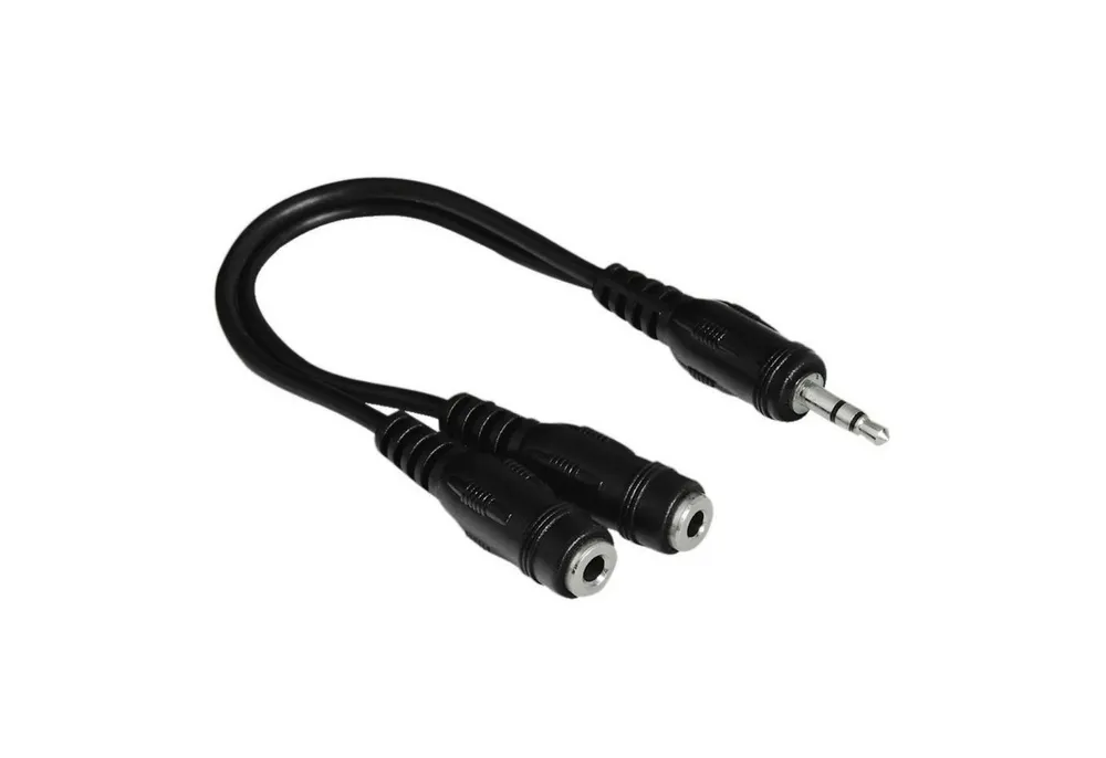 Hama Klinke-Adapter PC Y Splitter Audio-Kabel, 3,5-mm-Klinke, 3,5mm Klinke (20 cm), 3,5mm Klinke-Stecker zu 2x 3,5mm Klinken-Kupplung Adapter