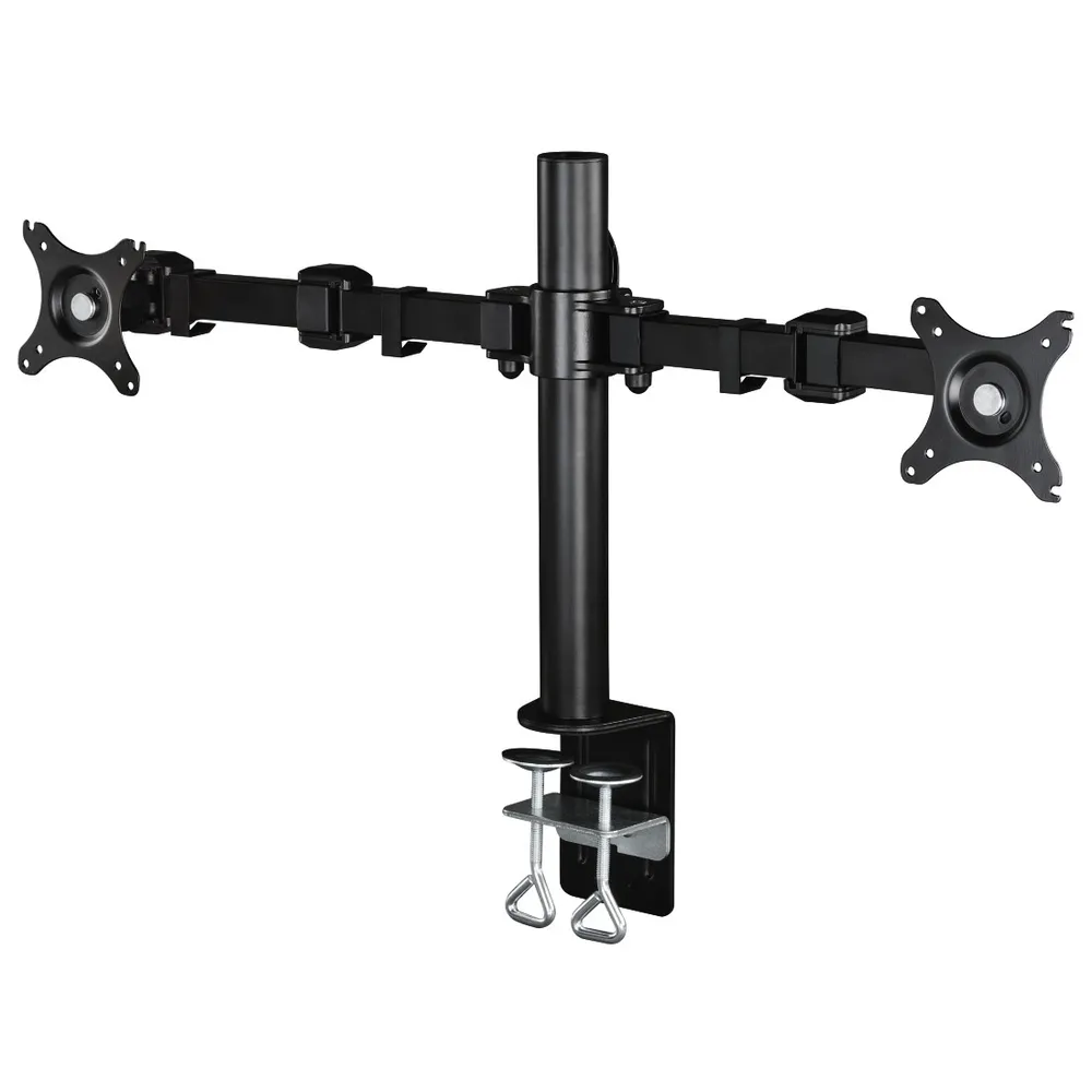 Hama Monitor-Halterung Dual Monitorarm mit 2x Schwenkarm Schwarz, (Schwenkbar Tisch-Befestigung VESA-Formate bis 100x100 2x Monitor)
