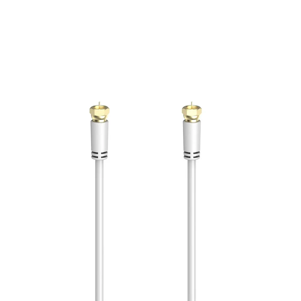 Hama SAT-Anschlusskabel,F-Stecker -F-Stecker,1,5 - 5m vergoldet 100 dB,Weiß SAT-Kabel, (500 cm)