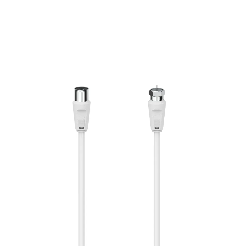 Hama SAT-Anschlusskabel, F-Stecker - Koax-Kupplung 1,5m und 3m 90 dB, Weiß SAT-Kabel, F-Stecker, (150 cm)
