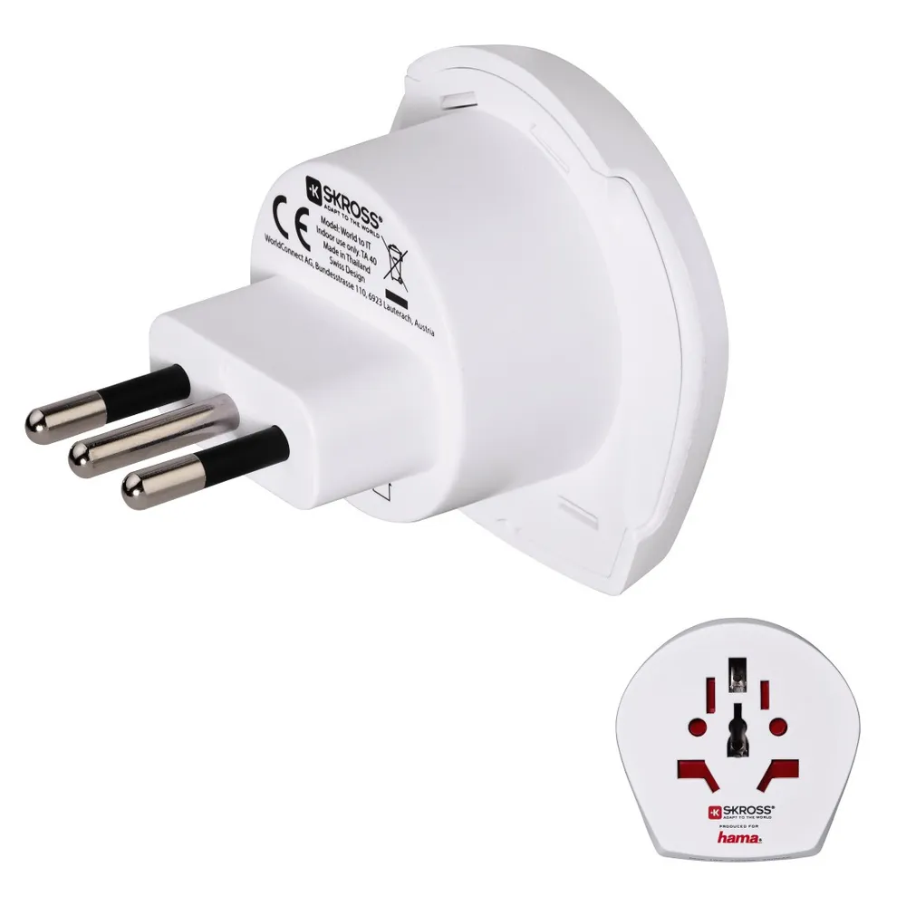 Hama SKROSS Reise-Stecker Strom-Adapter Reiseadapter, Welt Europa DE UK US > Italien ITA Chile CHL