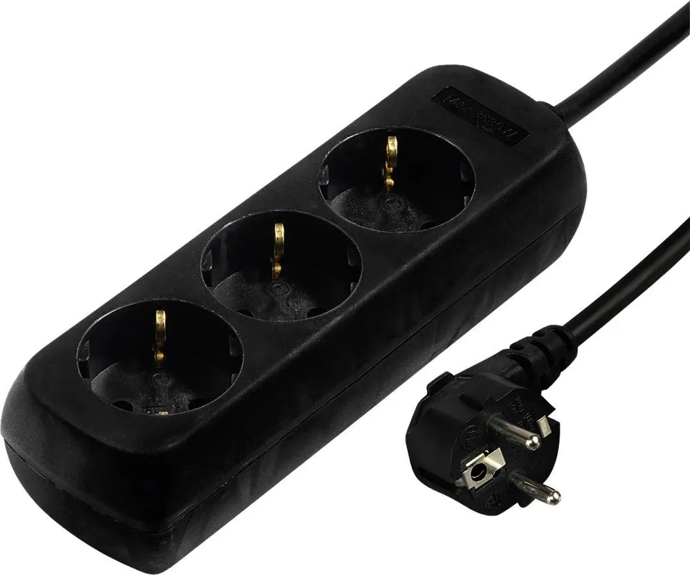 Hama Steckdosenleiste Mehrfachsteckdose 3-fach, 3m in Schwarz Steckdosenleiste 3-fach (nicht vorhanden, Kabellänge 3 m)