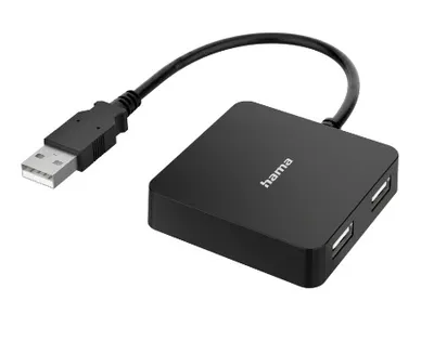 Hama USB-Adapter USB-Hub, 4 Ports, USB 2.0, 480 Mbit/s USB-Adapter USB zu USB 2.0, 15 cm