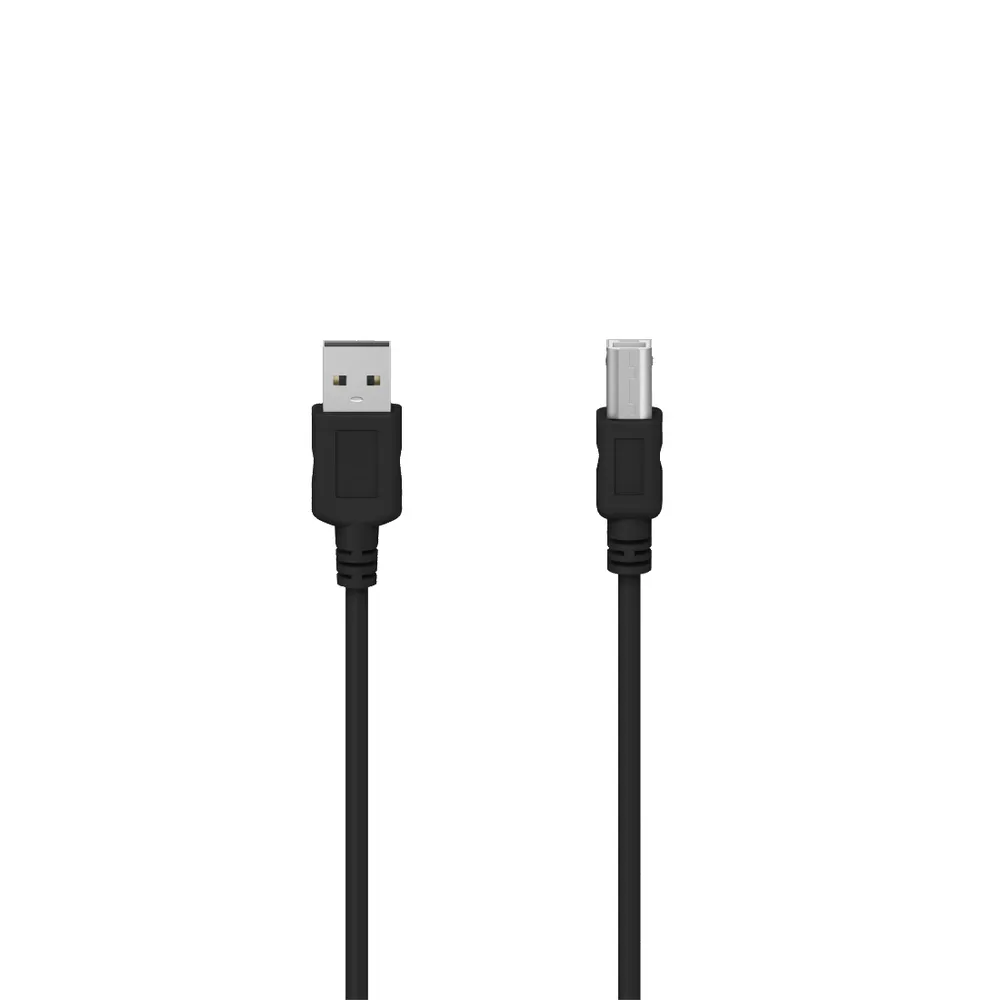 Hama USB-Kabel mit USB-A und USB-B Stecker grau, USB 2.0, Knickschutz, 3 m USB-Kabel, USB Typ B, USB Typ A, (300 cm)