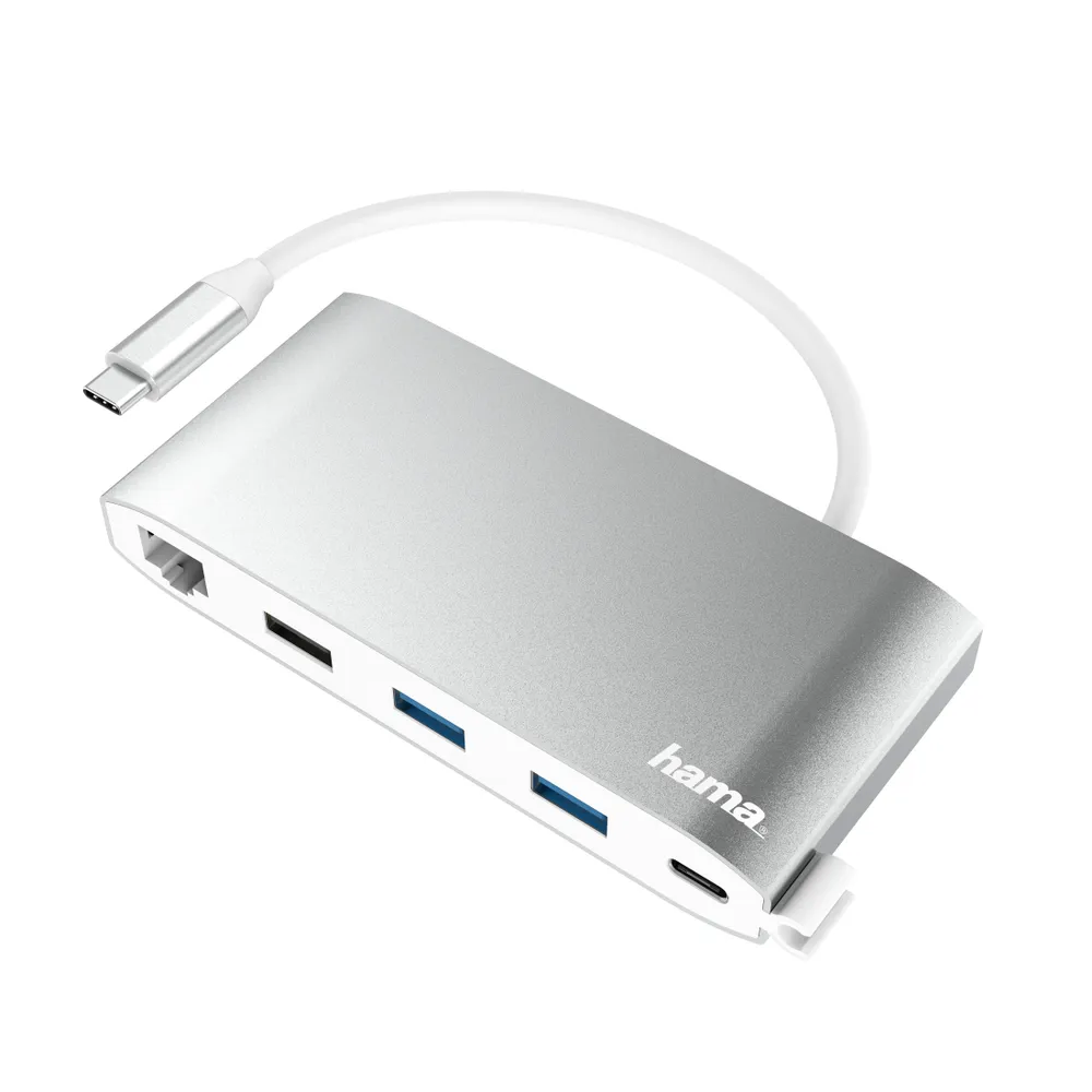 Hama USB-Verteiler USB-C 3.2 USB-Hub 8-Port USB-Adapter Multiport, USB 3.2 4K HDMI-Ausgang VGA USB-Verteiler