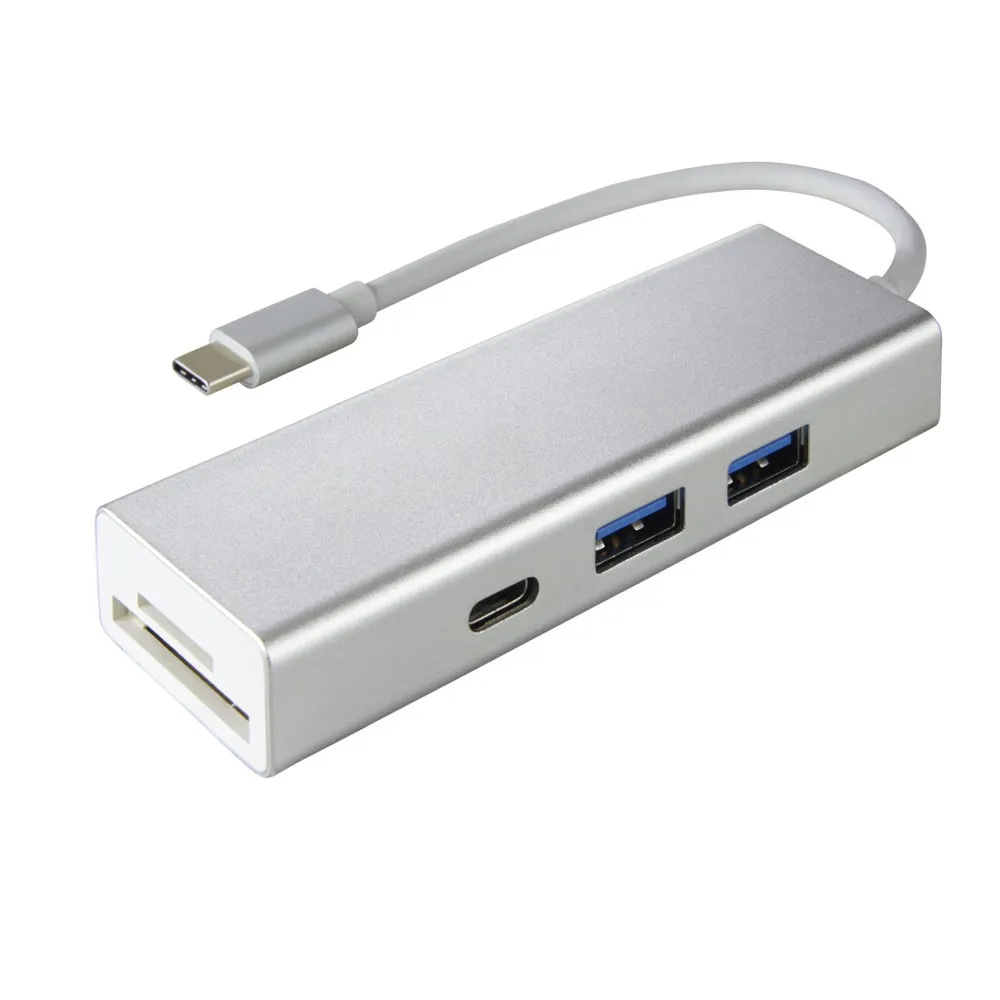 Hama USB-Verteiler USB-C USB-Hub 1:3 Kartenleser USB Adapter, SuperSpeed USB Type-C 3.1, Card-Reader für SD / MicroSD USB-Verteiler