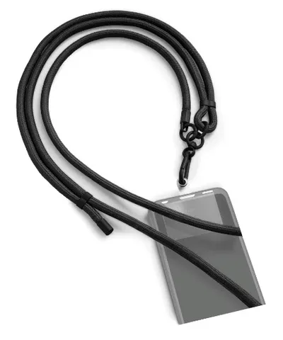 Handyband zum Umhängen, universal, verstellbar, Karabiner, 2 m, Schwarz (00135285)