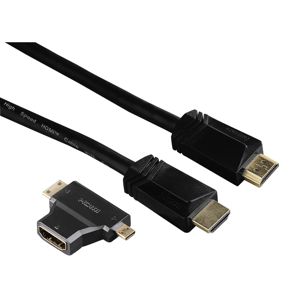High Speed HDMI™-Kabel Stecker - Stecker, Ethernet, 1,5 m + HDMI™-Adapter (00074242)