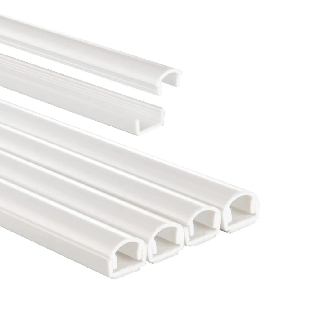 Kabelkanal, 4 Stück, selbstklebend, halbrund, 100 x 1,1 x 1 cm, PVC, Weiß (00220980)