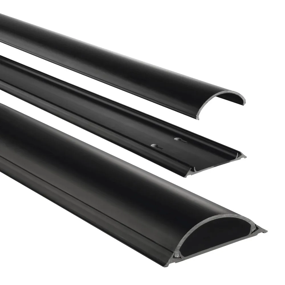 Kabelkanal, selbstklebend, halbrund, 100 x 7 x 2,1 cm, PVC, Schwarz (00220985)