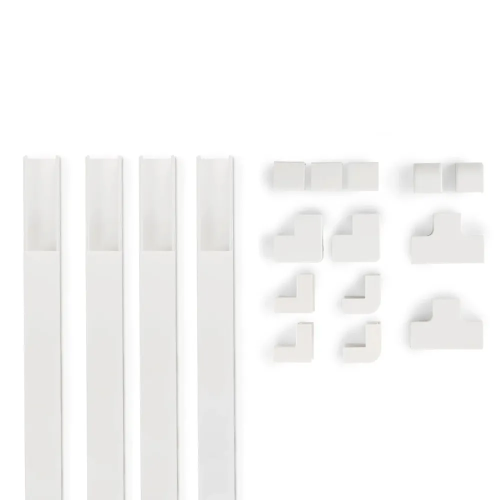 Kabelkanal-Set, 4 Stück, selbstklebend, 1 m, inkl. Verbindungsstücke, Weiß (00221017)