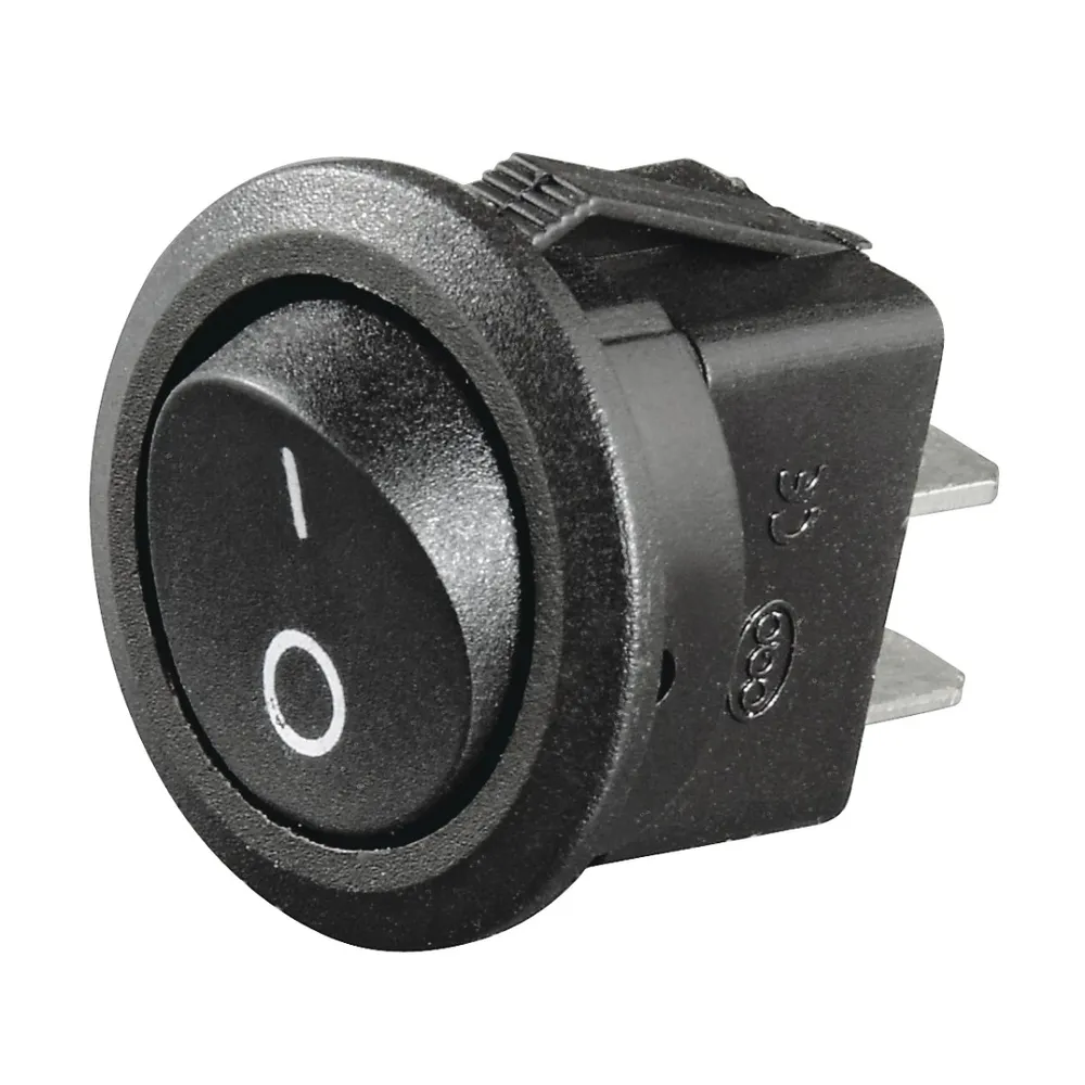 Kfz-Schalter, rund, Wippschalter, 10 A/12 V, Schwarz (00185819)