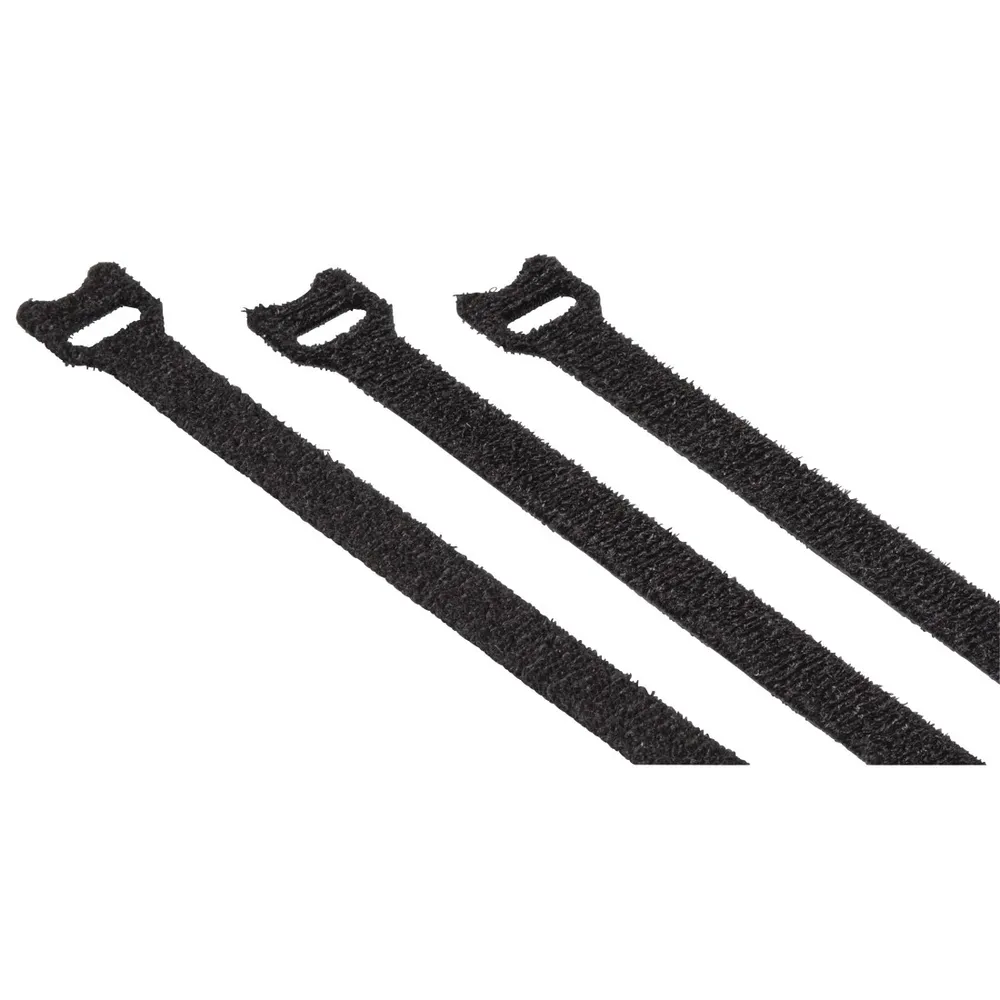 Klett-Kabelbinder, wiederverwendbar, 12 x 200 mm, Schwarz, 20 Stück (00221008)