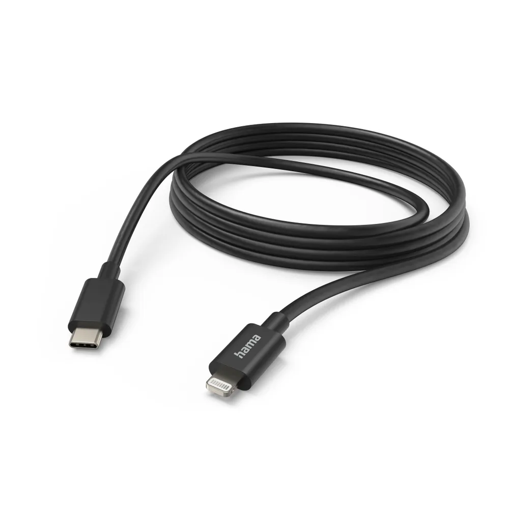 Lade-/Datenkabel, USB-C - Lightning, 3 m, Schwarz (00187274)