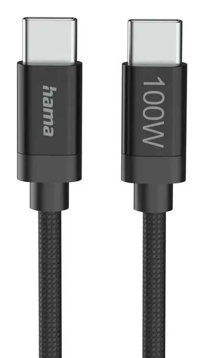 "Ladekabel ""Fabric"", USB-C - USB-C, 100W, 3 m, Nylon, Schwarz (00201749)"