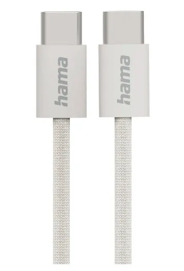 Ladekabel Fabric, USB-C - USB-C, 1m, Nylon, Beige (00201728)
