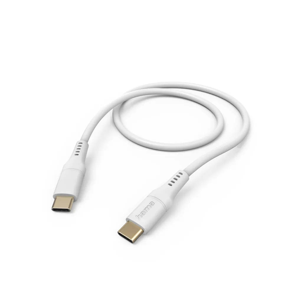"Ladekabel ""Flexible"", USB-C - USB-C, 1,5 m, Silikon, Weiß (00201577)"