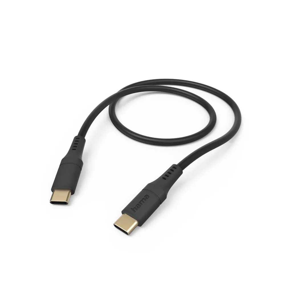 "Ladekabel ""Flexible"", USB-C - USB-C, 1,5 m, Silikon, Schwarz (00201576)"