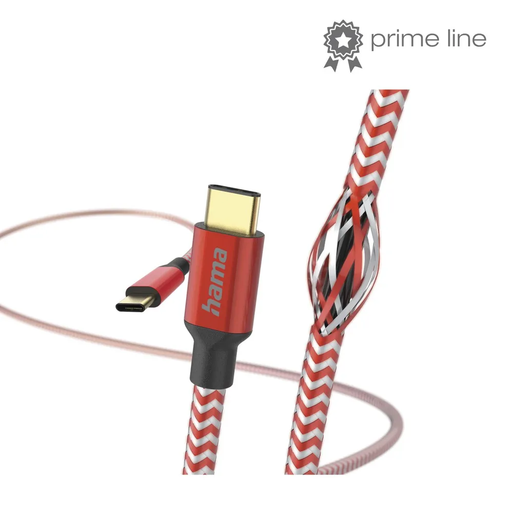 "Ladekabel ""Reflective"", USB-C - USB-C, 1,5 m, Nylon, Rot (00201560)"
