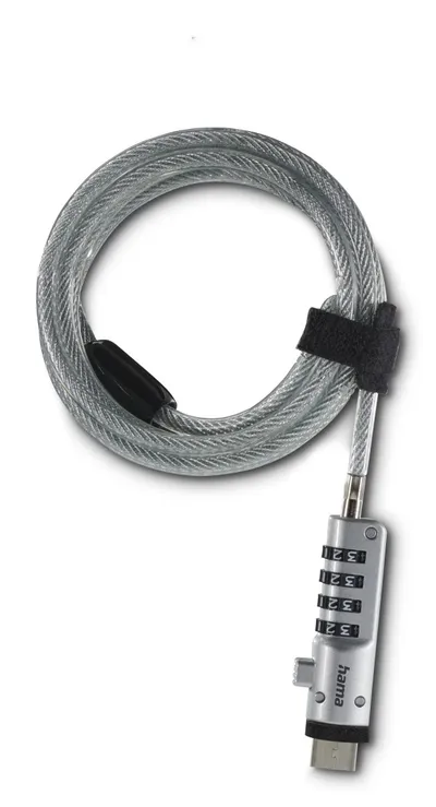 "Laptopschloss ""USB"", Zahlenschloss 4-stellig, Carbonstahl, Silber (00126821)"