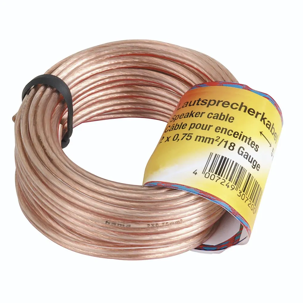 Lautsprecherkabel, 2x 0,75 mm², 20 m, Transparent (00205266)