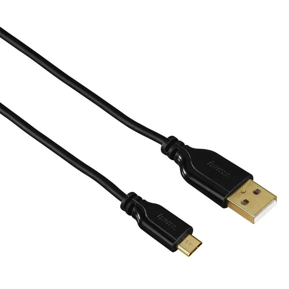 Micro-USB-Kabel, vergoldet, verdrehsicher, Schwarz, 0,75 m (00074251)