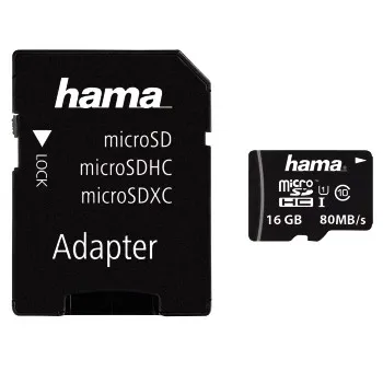 microSDHC 16GB Class 10 UHS-I 80MB/s + Adapter/Mobile (00124138)