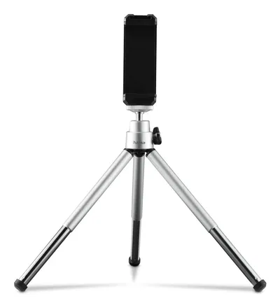 "Mini-Stativ ""Fancy 2in1"" f. Handy u. Kamera (¼""), Reisestativ, 16cm, Silber (00004666)"