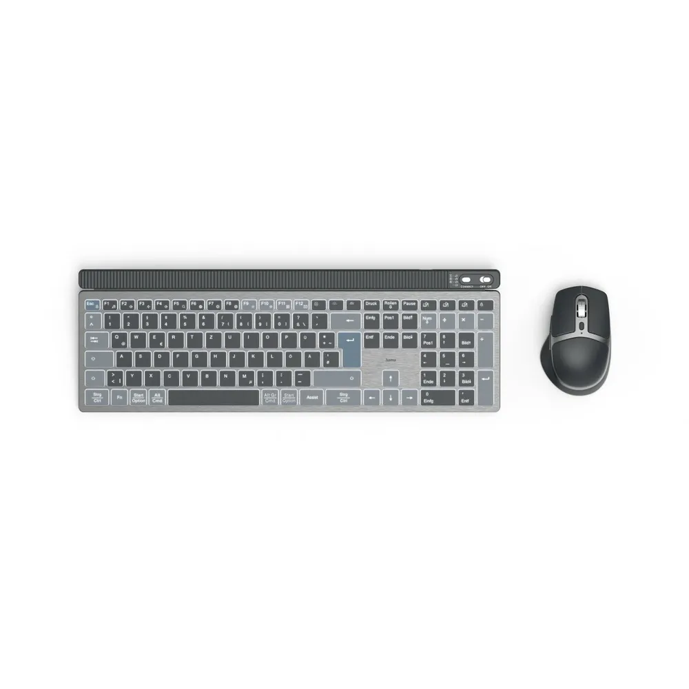 "Multi-Device-Tastatur-Maus-Set ""WKM-750"", kabellos, LED, Schwarz, QWERTZ DE (00173069)"