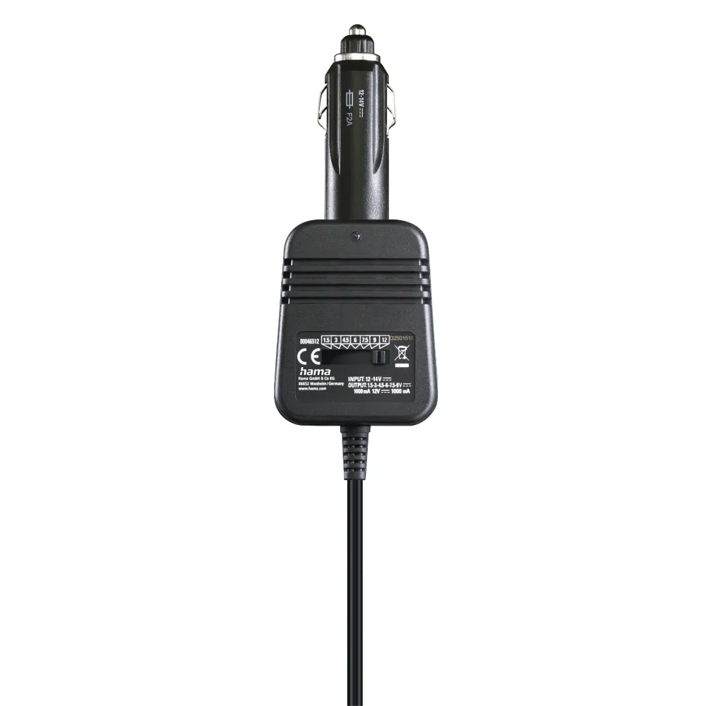Netzteil für Kfz, einstellbar, 1000mA, 12W, max. 12V, stabilis., 8 Adapter (00223401)