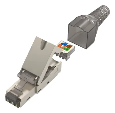 Netzwerkstecker, CAT-6a, 10 Gbit/s, geschirmt, werkzeuglose Montage (00200773)