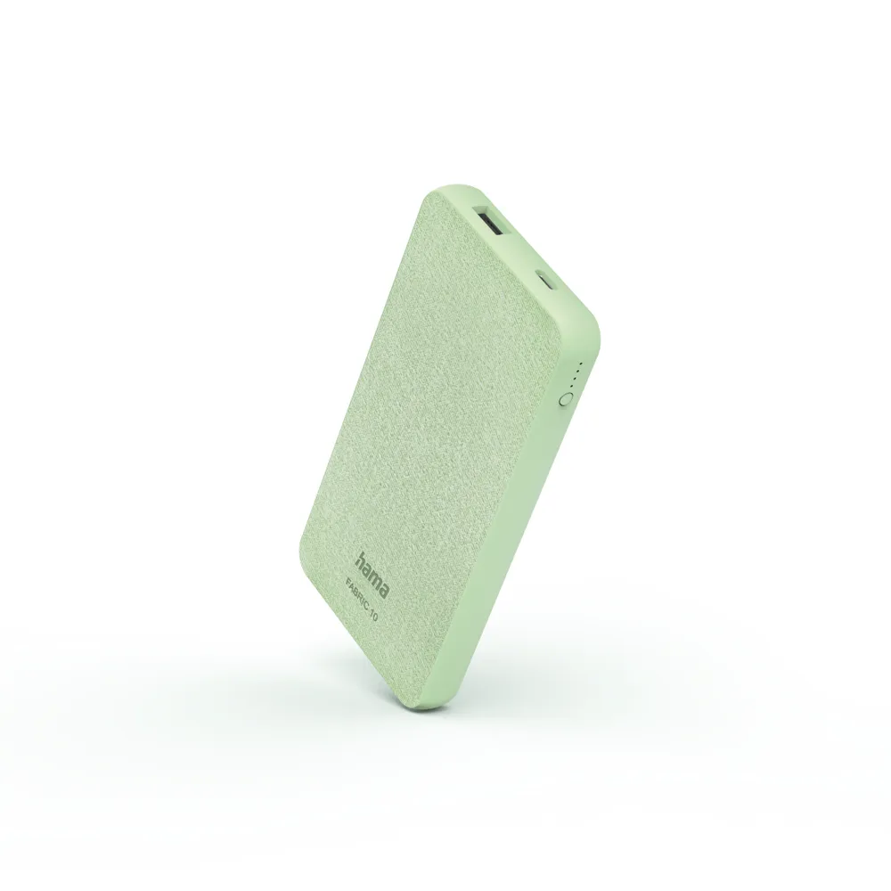 "Power Pack ""Fabric 10"" 10000mAh, 2 Ausgänge: USB-C, USB-A, Smoke Green (00201660)"