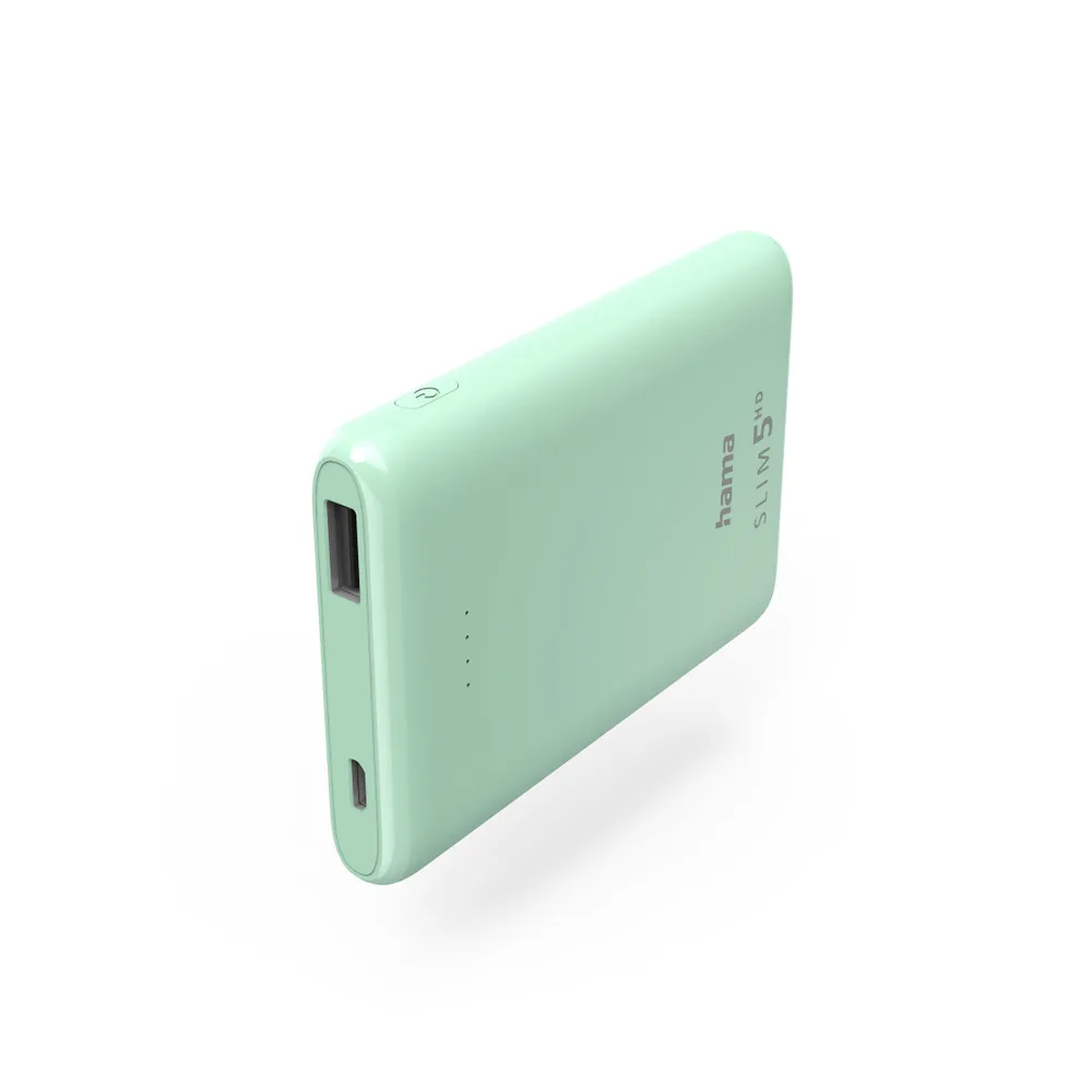 "Power Pack ""SLIM 5HD"" 5000mAh, Ausgang: USB-A, Mintgrün (00201665)"