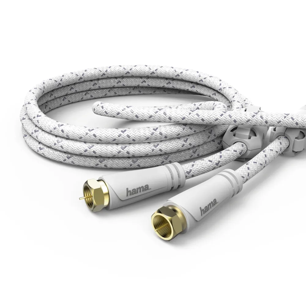 SAT-Anschlusskabel, F-Stecker - F-Stecker, Metall, vergoldet, 5,0 m, 120 dB (00179220)