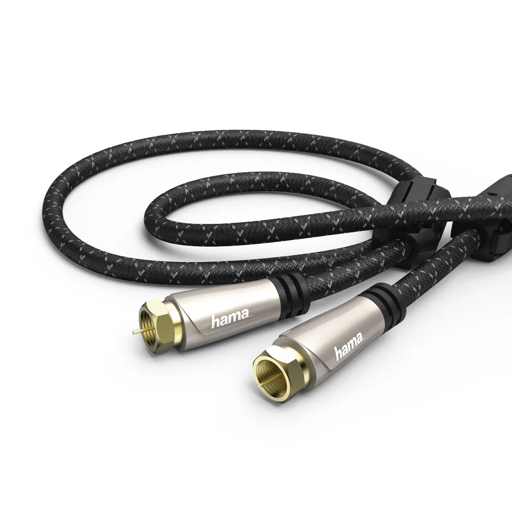 SAT-Anschlusskabel, F-Stecker - F-Stecker, Metall, vergoldet, 1,5 m, 120 dB (00179215)